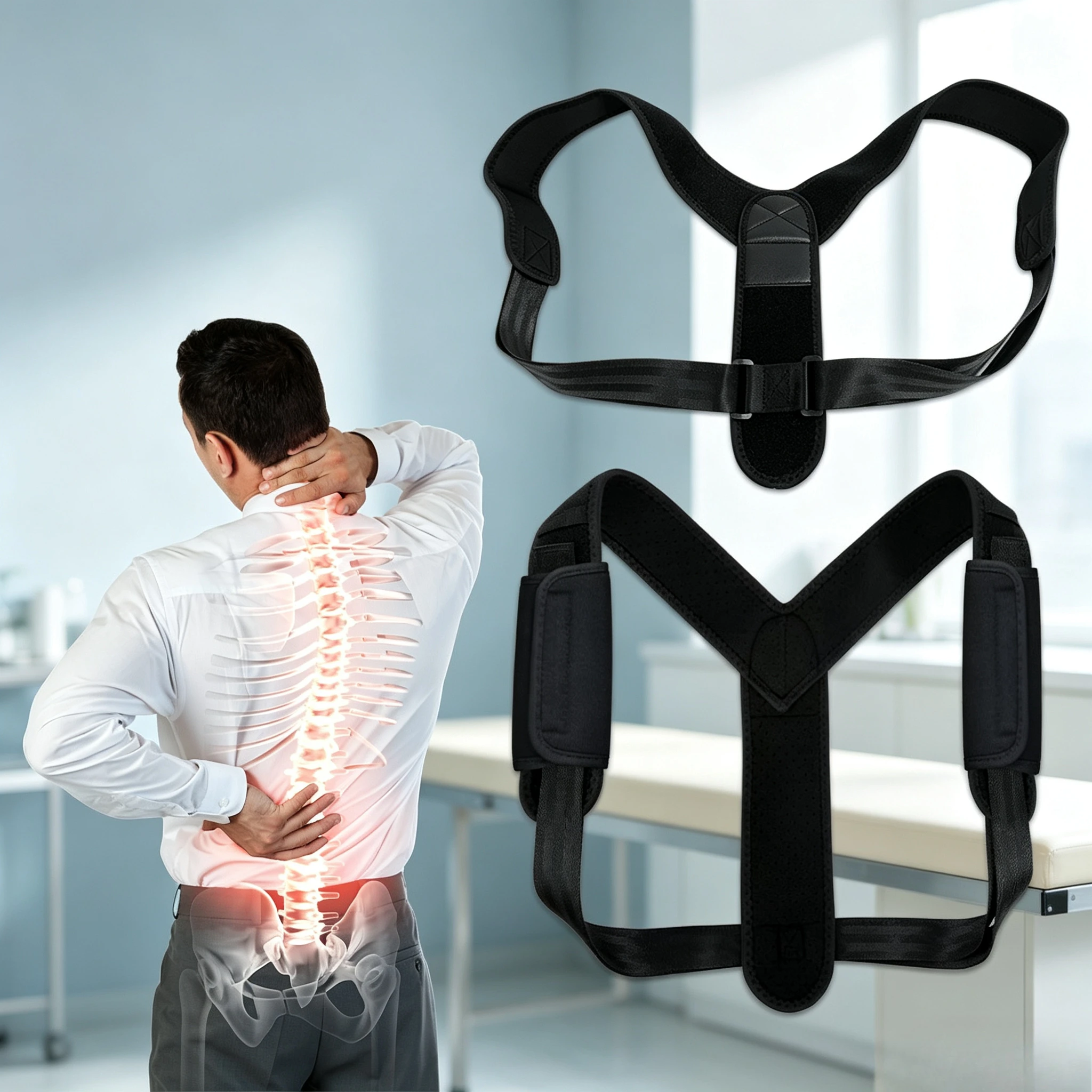 Adjustable Posture Corrector, Upper Back Spinal Support Brace, Orthopedic Spine Correction Belt for Men and Women