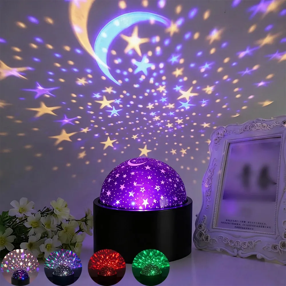 USB Starry Projector Night Light Projection Lamp Bedroom Room Lighting Lamp RGB Night Lights For Home Theater Christmas Decor