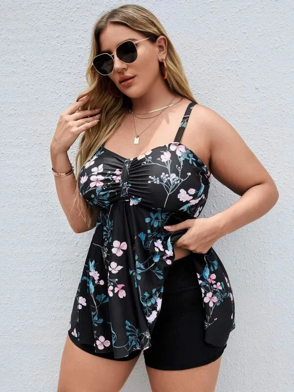 

2022 new plus size printed swimwear bikini swimming suit for women bikini