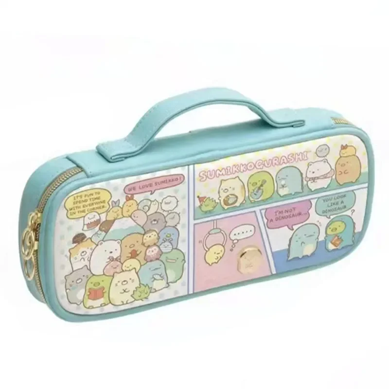 Sumikko Gurashi Cute School Pencil Case Anime Kawaii Pencil Pouch Double Layer Blue Pen Bag Desktop Organizer Storage Bags