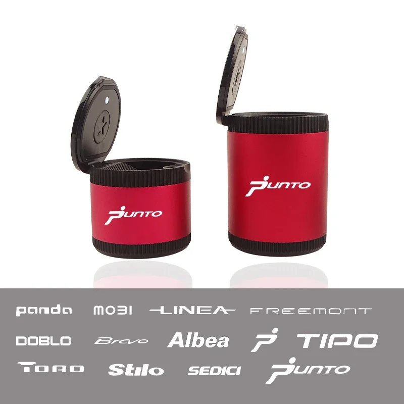 Cenicero de coche con luces LED, Cenicero de aleación, taza de aluminio para Fiat Panda MoBL LINEA DOBLO TORO Bravo Toro Albea Talento, accesorios para coche