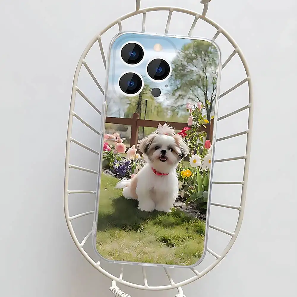 Casing Ponsel Anjing Shih Tzu untuk iPhone 17,16,15,14,13,12,11 Pro,Max,Plus,X,XS,XR,SE4,E Mini Transparan Lembut