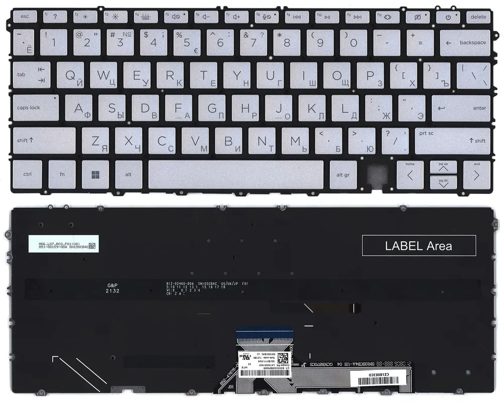 

Keyboard for HP Spectre 14-EF 14-EF0013DX Blue/Silver with backlit Russian layout