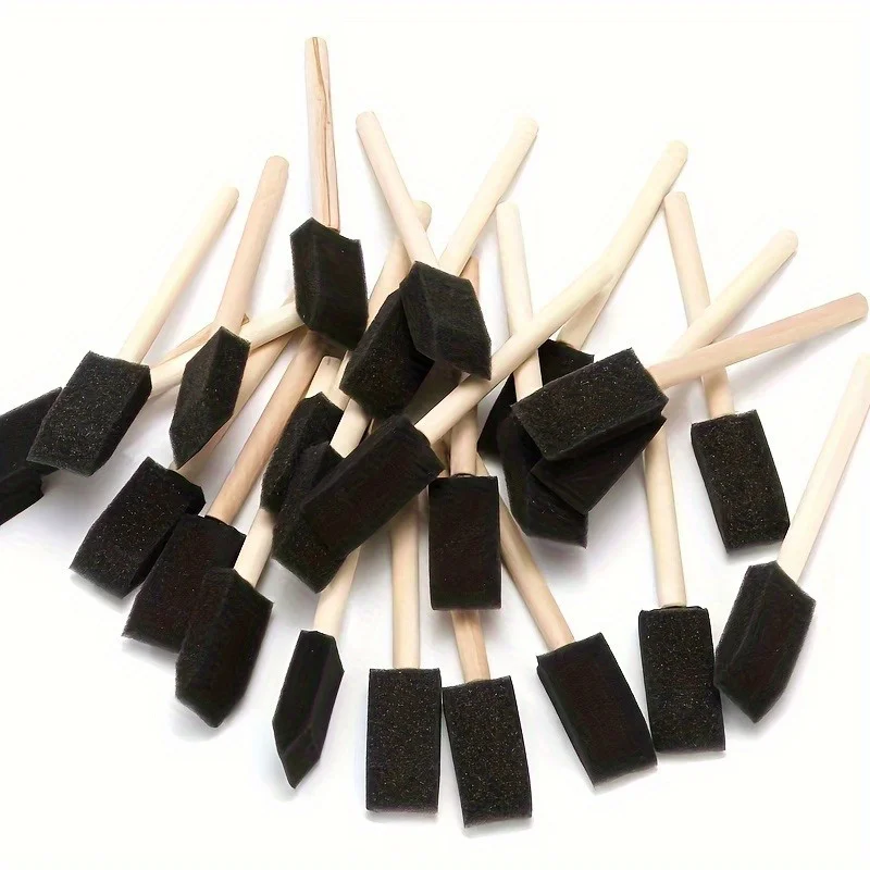 Wooden Handle Foam Brush, Sponge Brush, Sponge Paint Brush, Graffiti DIY Sponge Brush, Foam Brush for Painting and Dyeing