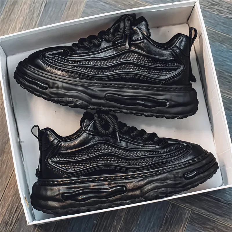 الربيع والخريف جديد فاخر الرجال أحذية رياضية كاجوال سميكة سوليد زيادة الراحة لينة سوليد احذية الجري Zapatos Para Hombres