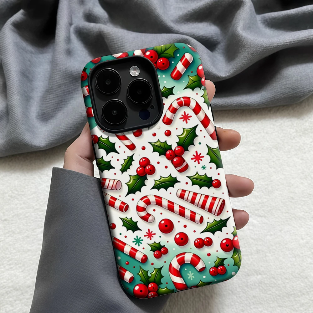 حافظة لهاتف آيفون 17 من Candy Cane Fun لهاتف آيفون 17 16 15 14 13 12 Pro Max Plus غطاء خلفي مزدوج الطبقة #4
