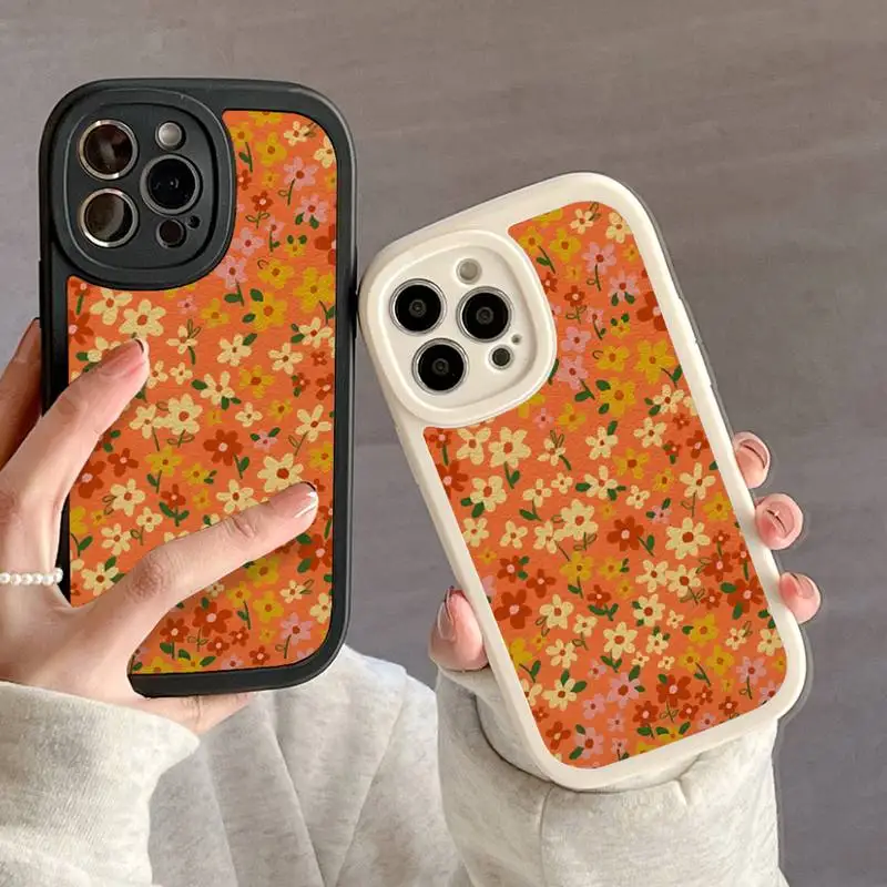 Coral Floral Pattern Phone Case For IPhone 11 12 13 14 15 Plus Pro Max PU Leather Silicon Soft Cover