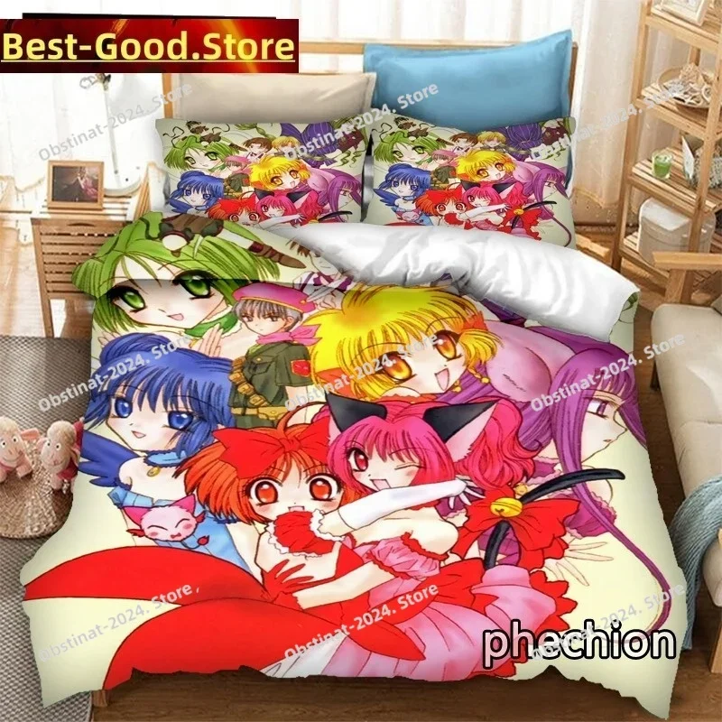 

3D Printing Anime Tokyo Mew Mew 3D Print Printed Bed Set Duvet Cover Pillowcase Bedding Set Bed Linen Sheet Quilt Full King Size