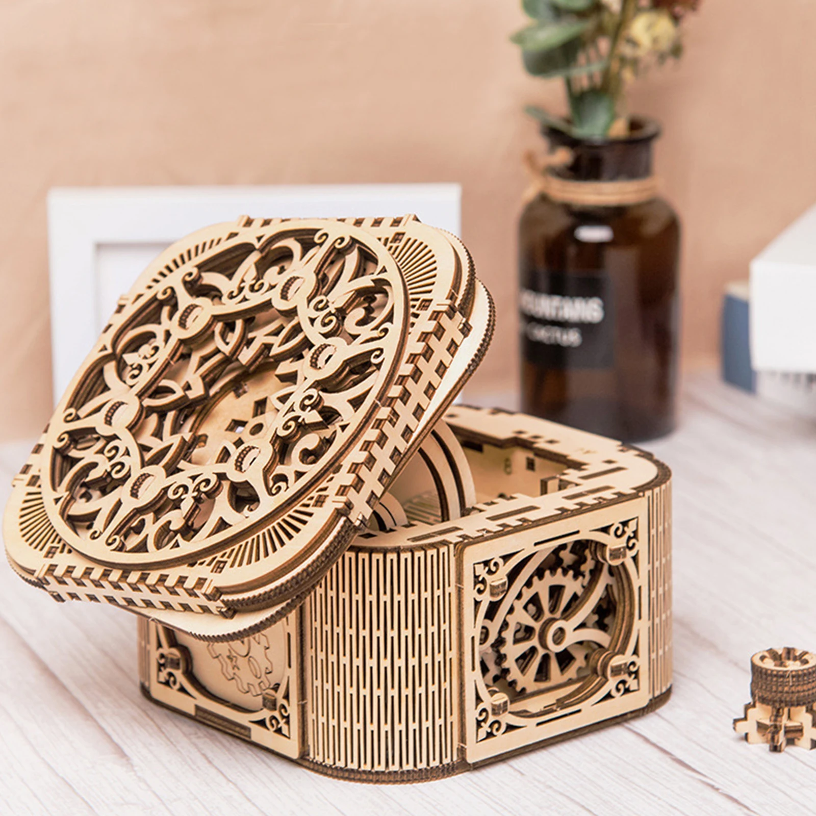 

3D деревянные пазлы, коробка для колец, сделай сам, механическая шестерня, головоломка, шкатулка для драгоценностей, модельный комплект для взрослых и подростков, креативный ремесленный подарок и хранение