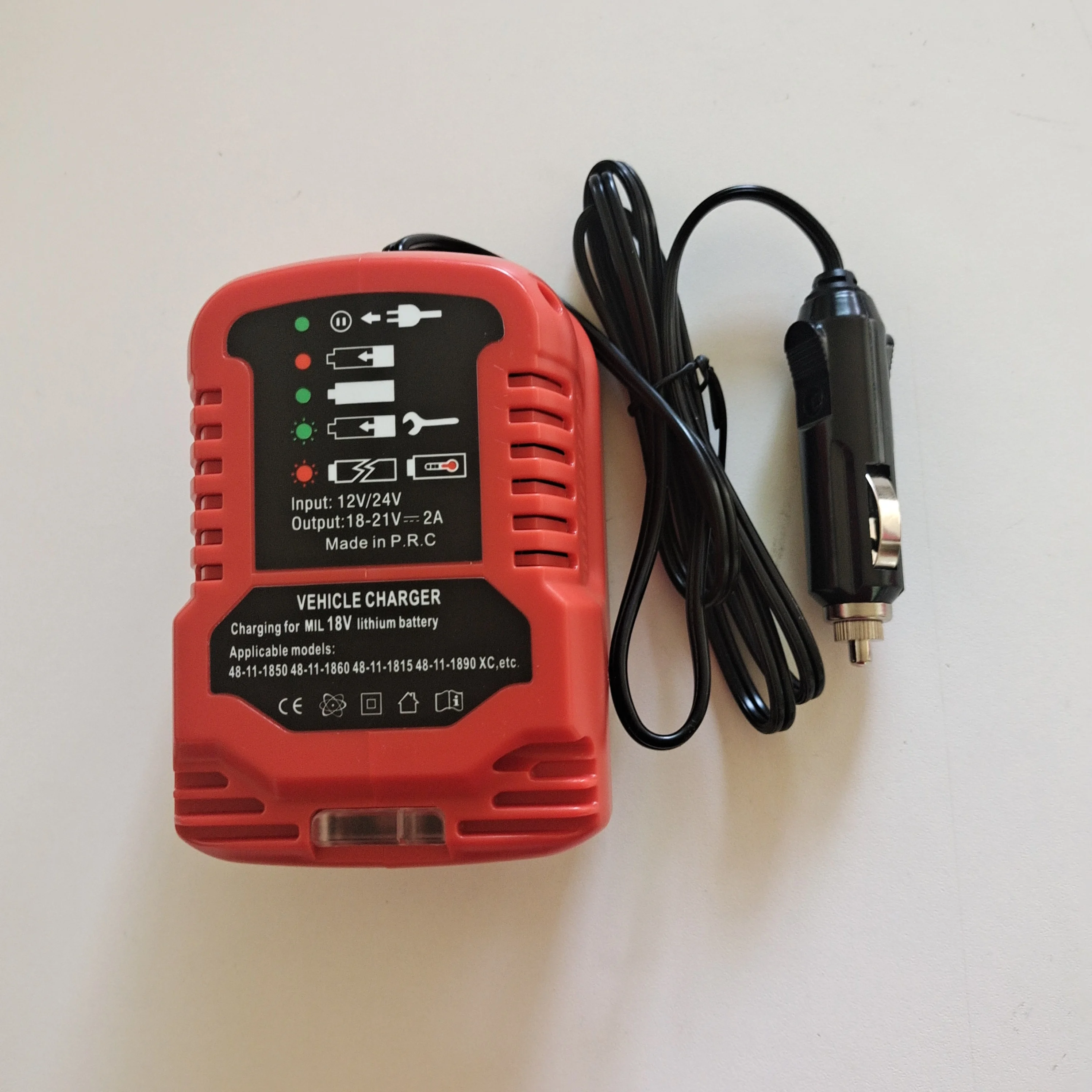 18V Lithium ion Battery Charger Mini Vehicle Charge Car Charger for Milwaukee 48-11-2401, 48-11-2402 Portable Charger Use on Car