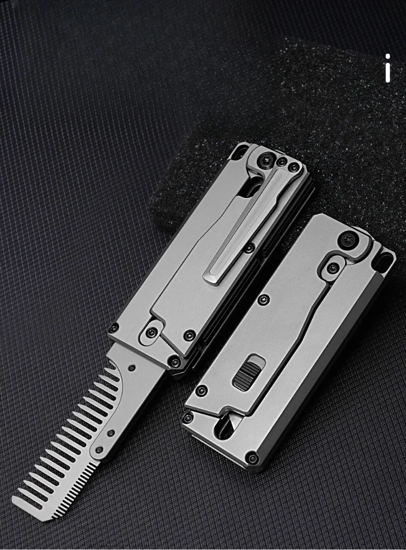 Titanium  Comb Shape Folding Box Cutter, Replaceable Utility Blade Portable Express Parcel Unboxing Knife EDC Pocket Multi Tool