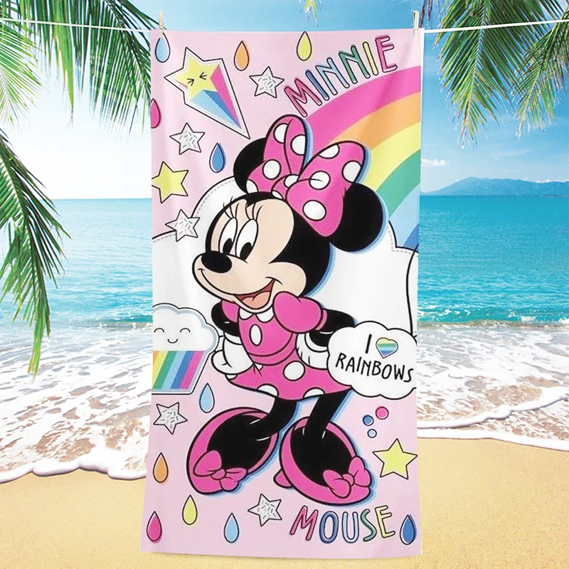 Beach Towel Cute Minnie Pink Charming Summer 3D Printing Super Clear Children and Adults Microfiber Material Soft Comfortable