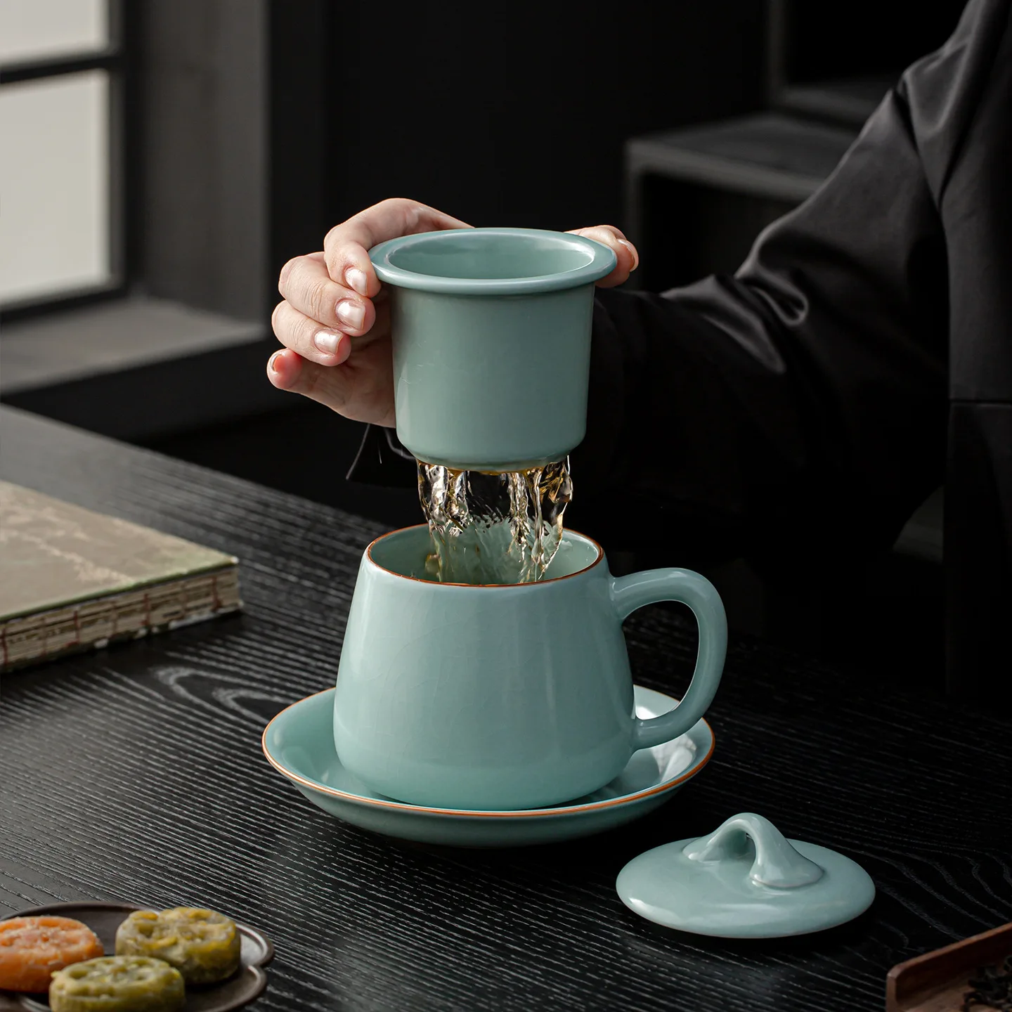 Ceramic Filter Cup Wholesale Business Meeting Gift Ru Ware Stone Ladle Office Tea Box
