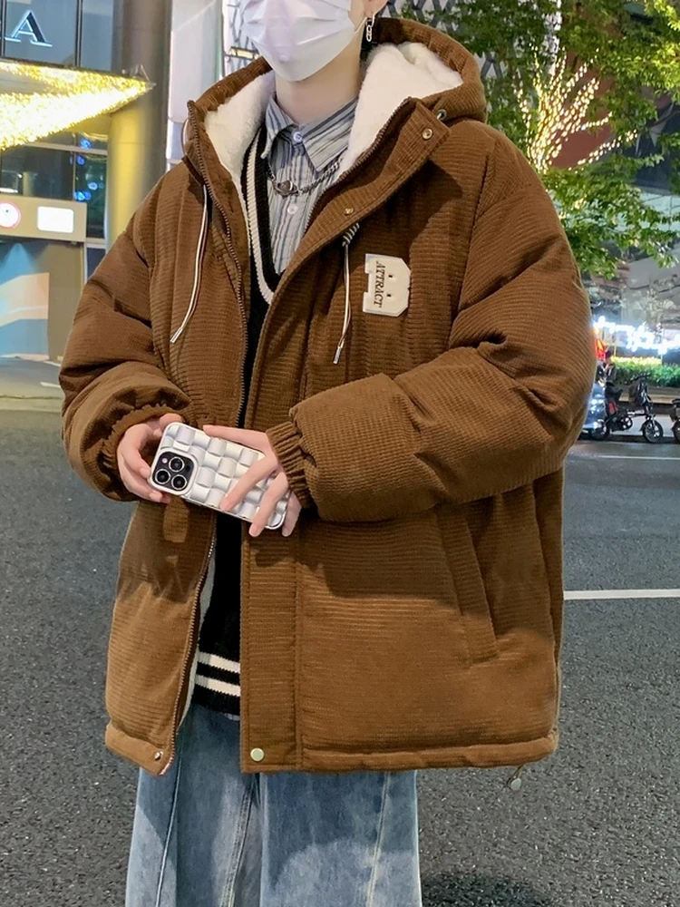 

Мужская утепленная куртка из овечьего флиса с капюшоном на молнии для подростков, осенне-зимняя, теплая, повседневная