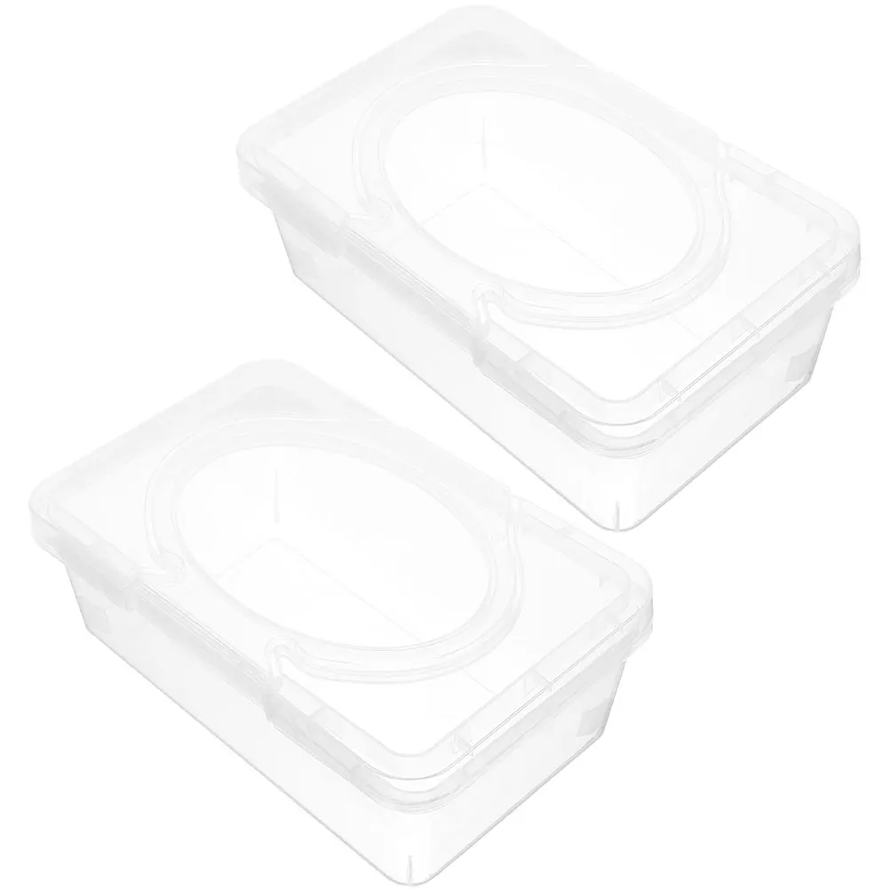 

2pcs Storage Box Clear Tissue Dispenser Portable Wipe Holder Bathroom Travel Reusable Wet Tissue Container Lightweight