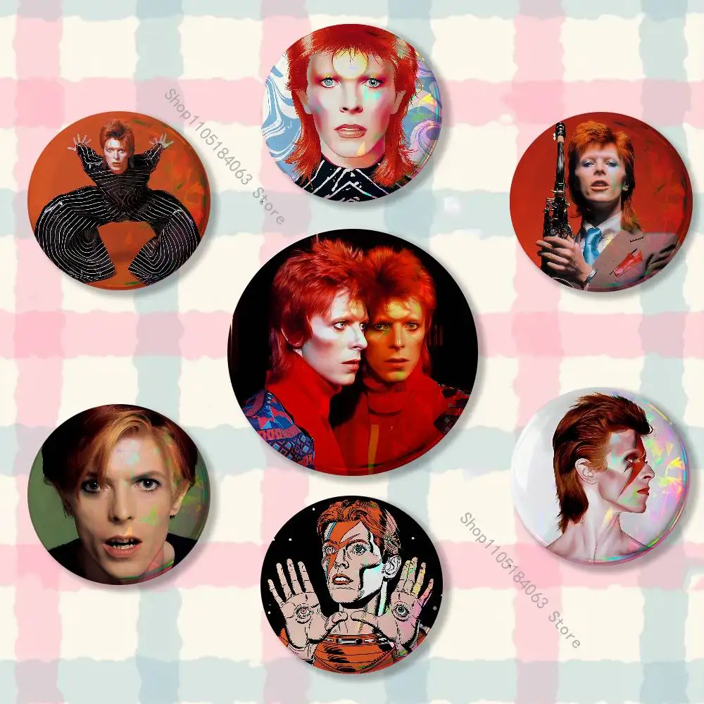 

D-David Cool B-bowie Laser reflective round badges pins bag clothing decorations collectibles gifts for friends