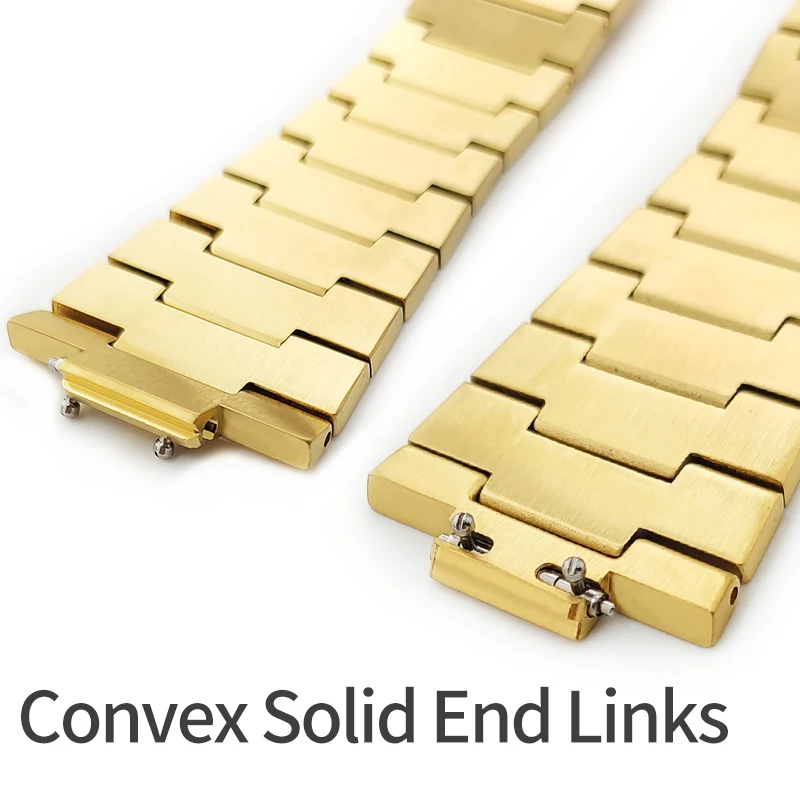 PRX الفولاذ المقاوم للصدأ حزام وزارة الدفاع 27x12 مللي متر ساعة حافظة نحى سوار محدب الصلبة نهاية الروابط الفضة/الذهب الساعات أجزاء