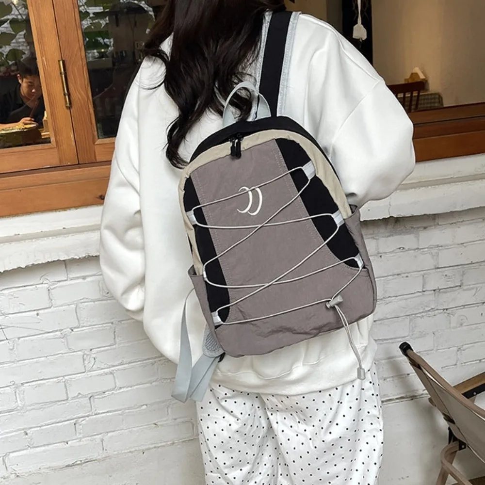 

Patchwork Contrast Color Lightweight Backpack Aesthetic Japanese Style Nylon Shoulder Bags Versatile Y2k Student Schoolbag