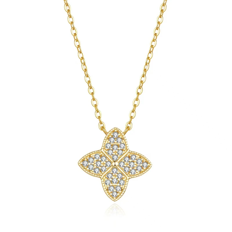 

Four-Leaf Clover Moissanite Pendant Dainty Necklaces for Women Solid s925 Silver GRA Certified Fine Jewelry Moissanite Necklace
