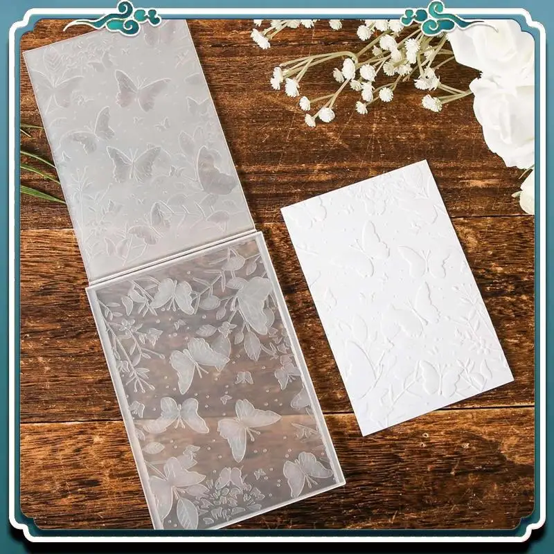 

Простая в использовании папка для 3D-тиснения, шаблон для тиснения бабочки с текстурированными цветами и листьями, для изготовления карточек, поделок из бумаги для скрапбукинга