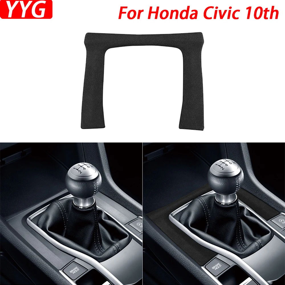 

Для Honda Civic 10 2016-2020, черная замшевая ручная переключение передач, объемная панель, отделка, крышка автомобиля, аксессуары для модификации интерьера автомобиля