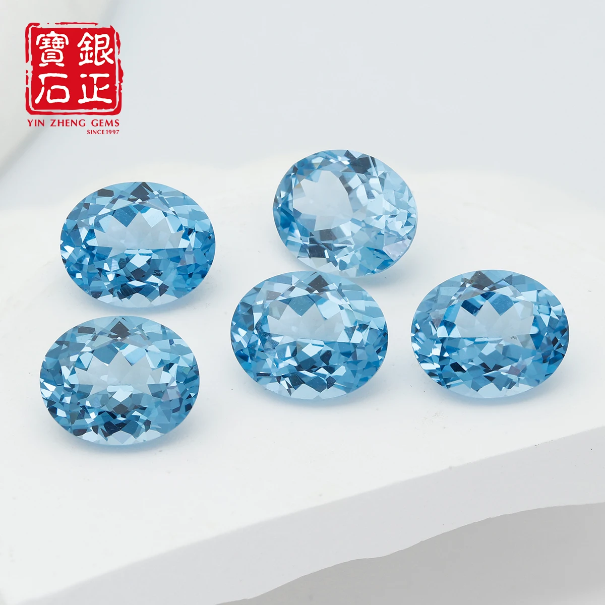 YinZheng Exceptional Santa Maria Blue Spinel Flame Melted Lab Aquamarine Spinel Oval With AGL Certifacate Cultivate Aquamarine