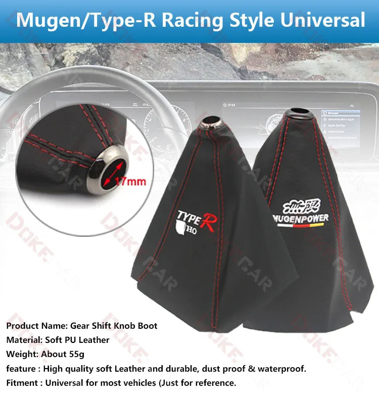 Mugen/Type-R Racing Style Universal Car Gear Shift Knob Boot Cover Collar For Honda Civic EK EG