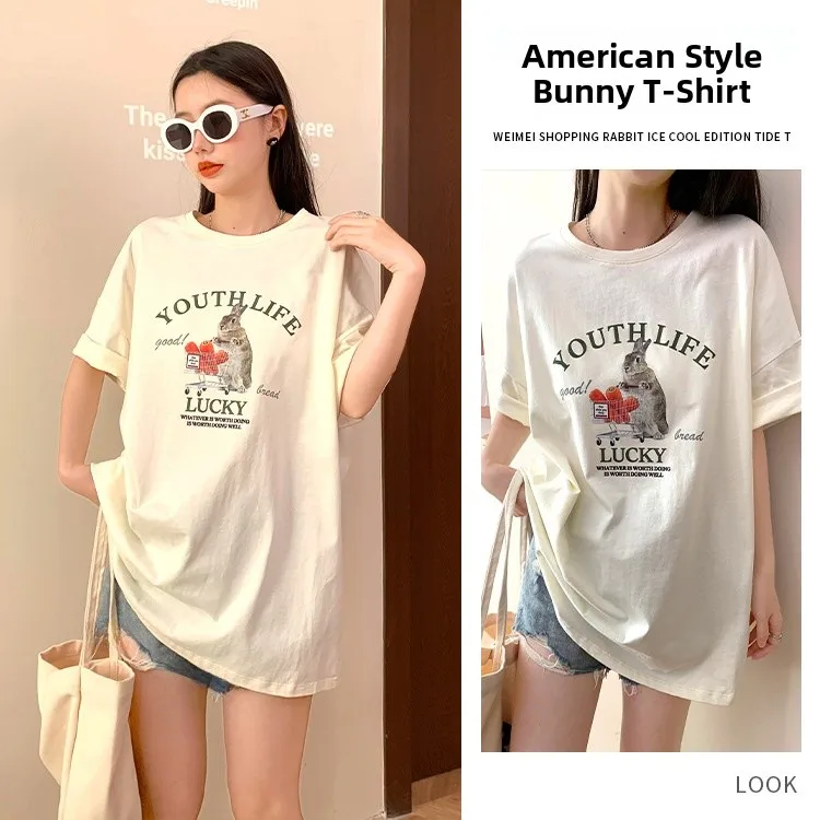 

Винтажная футболка из чистого хлопка для беременных девочек M's Age ort Sve round Ne, женская футболка средней длины из другого материала