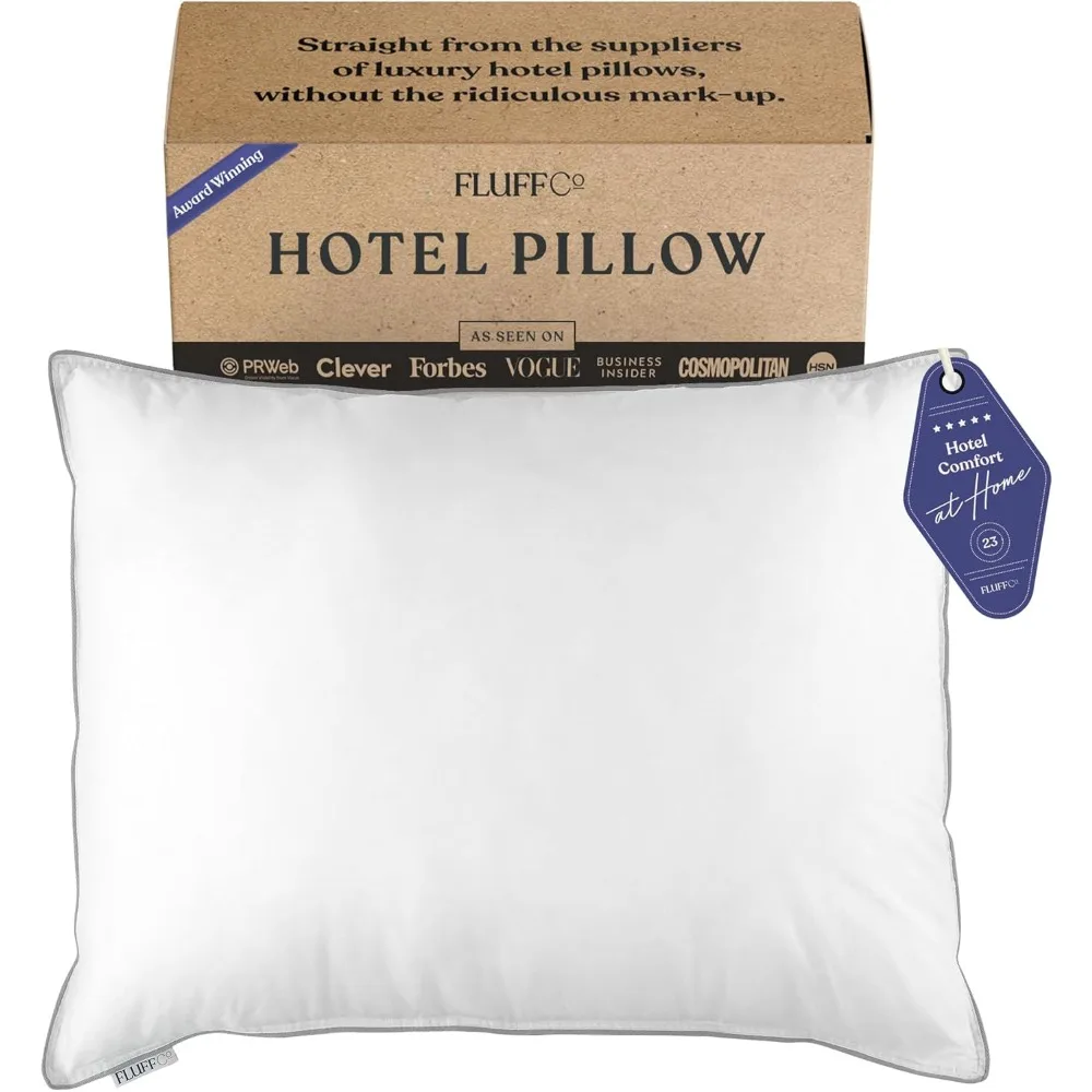 

King Size Luxury Hotel Pillow - Down Alternative, 100% Cotton, 300 Thread Count, Made in USA