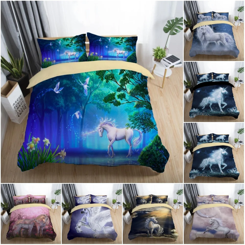 

Cartoon 3D Bedding Set Unicorn World Baby Kids Boys Girls Bedroom Decoration Quilt Duvet Covers Pillowcase