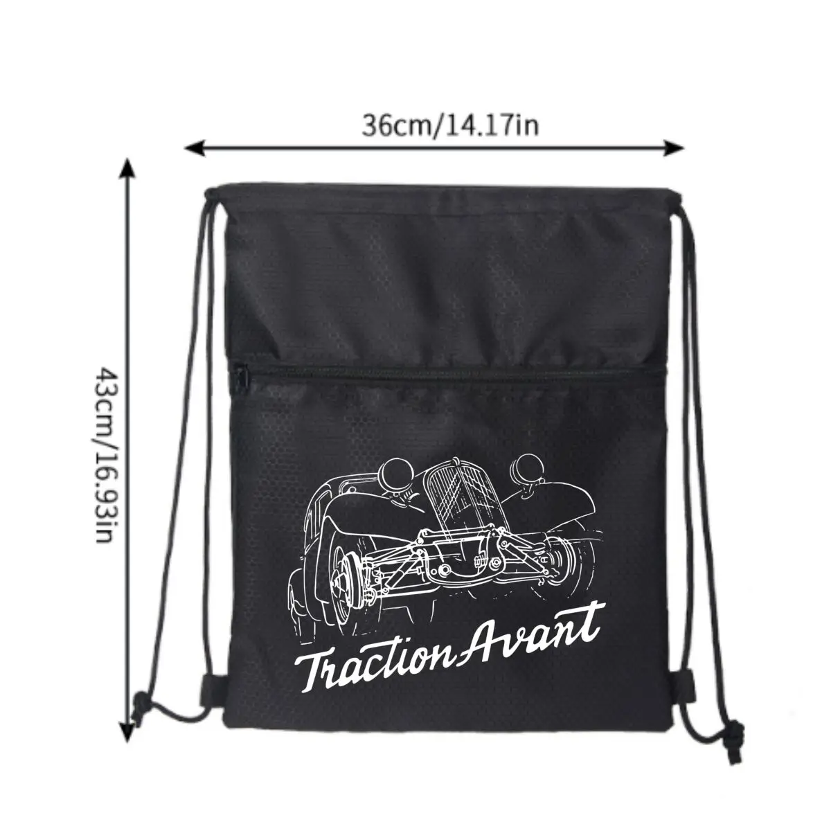 Sac durable à fermeture éclair avec cordon de serrage de conception de plan d'avant de traction