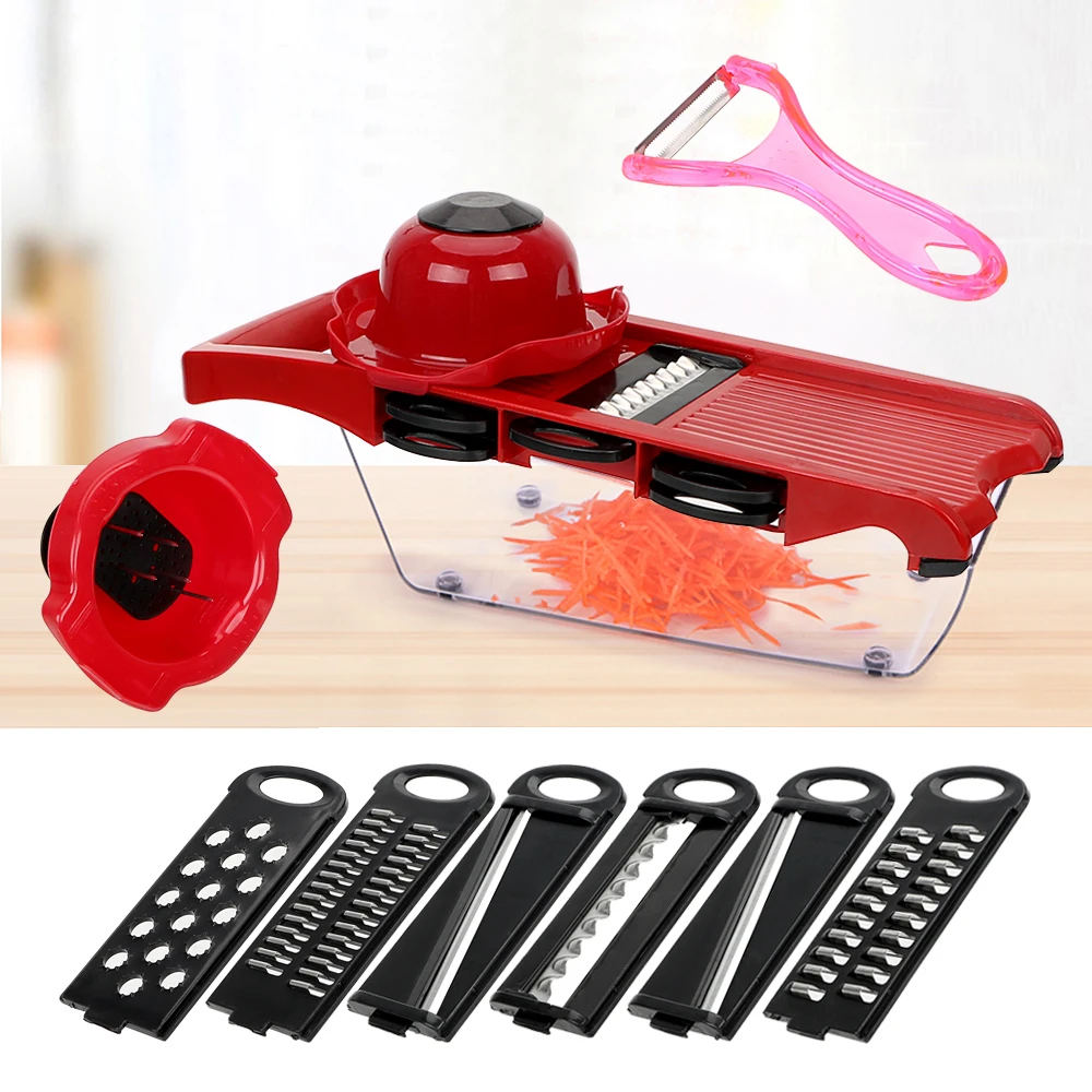 Fruit Cutter Cooking Tool Sets Kitchen Gadget Grater 6 Blades Slicer Vegetable Mandoline Slicer Multi-function