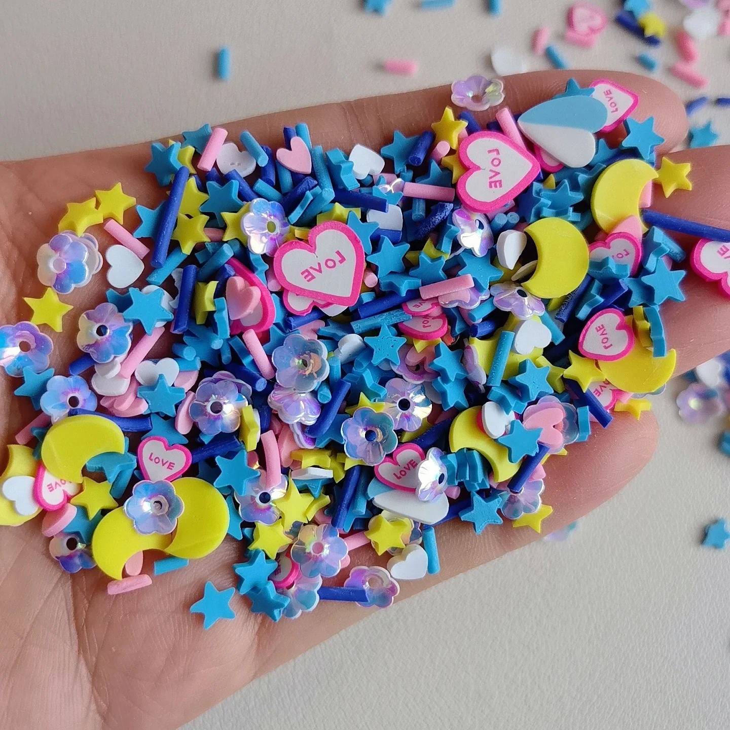 Valentine's Days Themed Sweet Hearts Cute Moon Star With Flower Confetti Polymer Clay Slices Sprinkles For DIY Crafts Filling