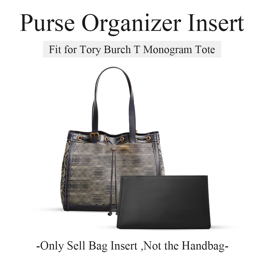 

Nylon Purse Organizer Insert Fit for Tory Burch T Monogram Tote, Zipper Inside Storage Bag In Bag Lightweight Inner Liner Bag