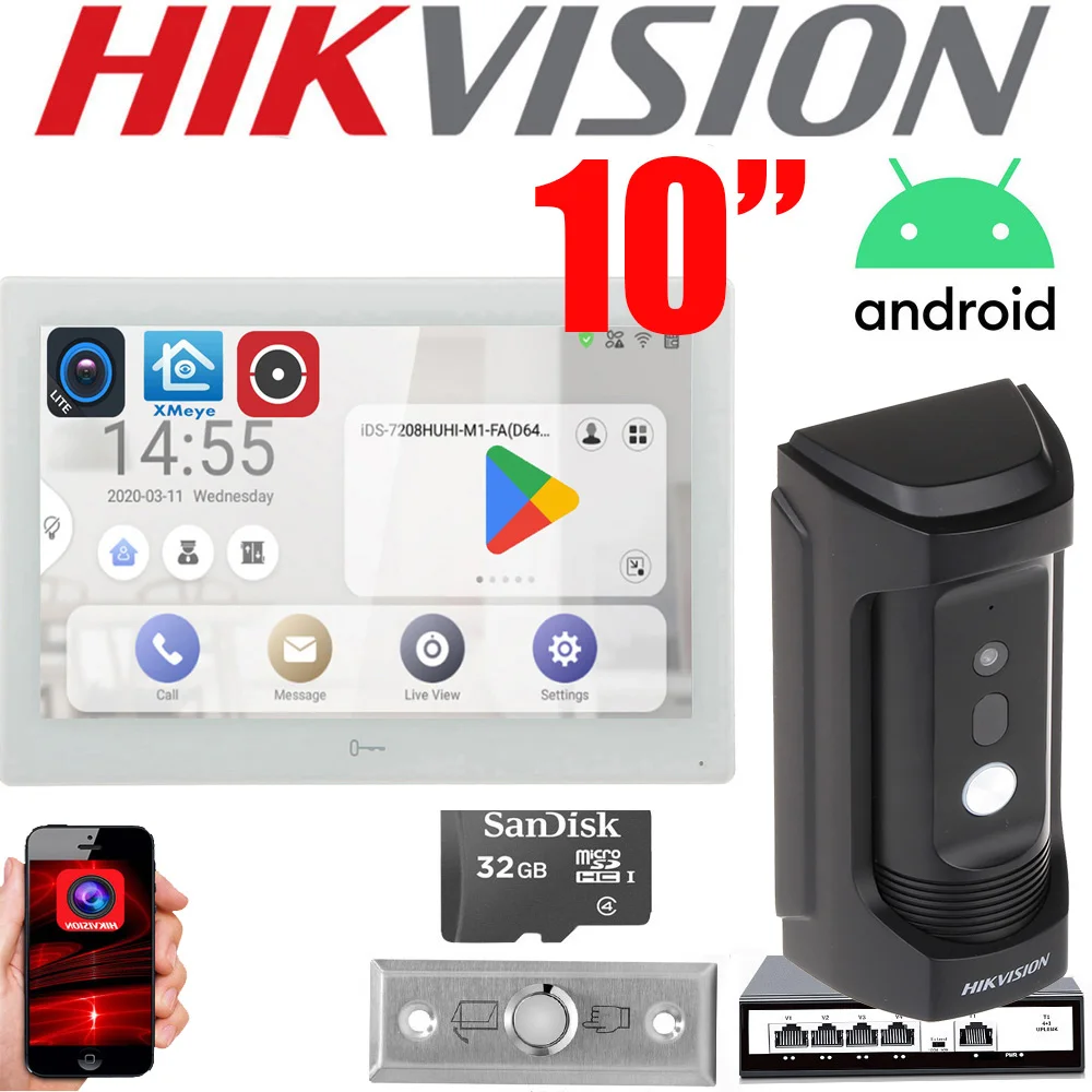 Hikvision-Sonnette de détection de mouvement, langue standardisée, kit interphone vidéo IP, DS-KB8113-IME1 anti-vandalisme, kit de porte