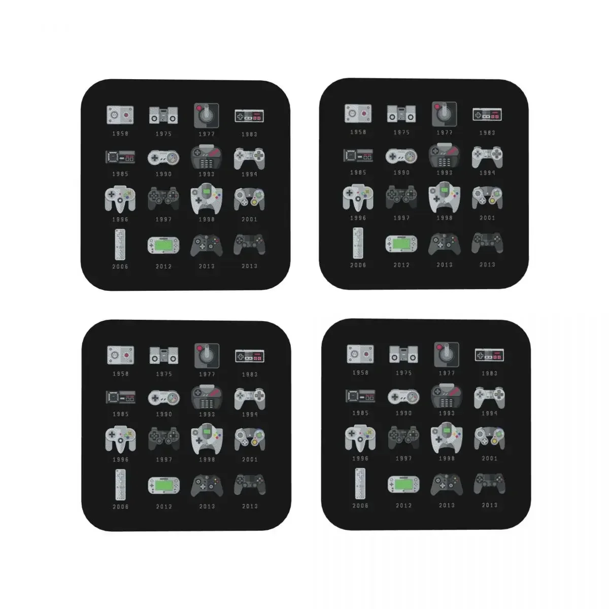 Geek Gaming Controllers Coasters Kitchen Placemats Non-slip Insulation Cup Coffee Mats For Decor Home Tableware Pads Set of 4