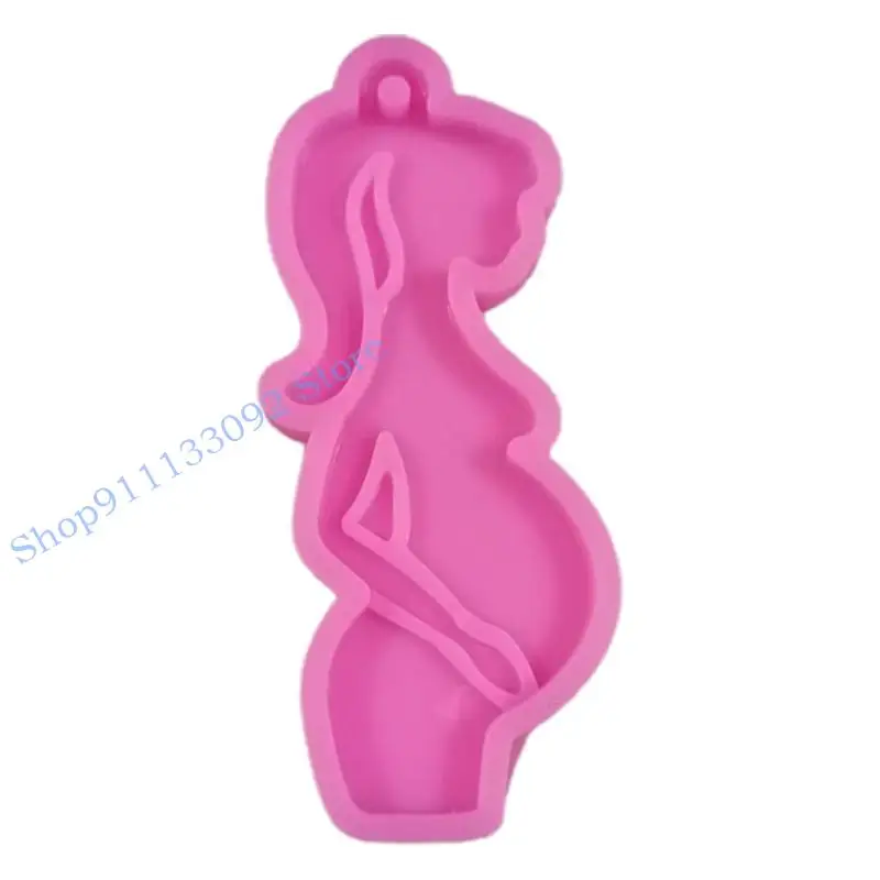 

H9ED Glossy Pregnant Women for Key Chain Decoration Resin Casting Mold Handicrafts Jewelry Necklace Keychain Earring Casting
