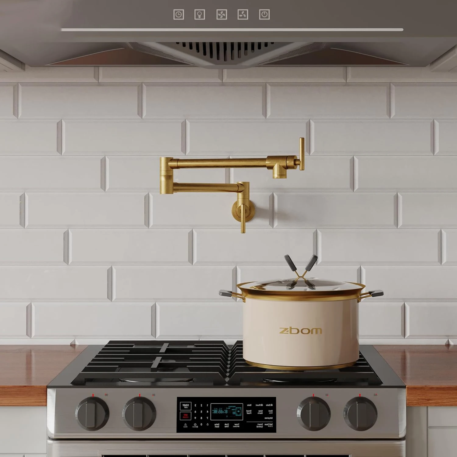 Hot Sales Commercial Pot Filler Folding Faucet Gold Stretchable Double Joint Swing Arm Wall Mount Brass Kitchen Faucet