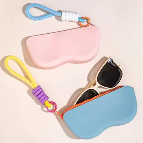 Soft Silicone Zipper Glasses Bag Sunglasses Waterproof Storage Protective Cover Hanging Bag Coin Purses Dustproof Glasses Box