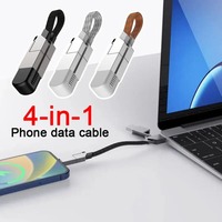 Multi Charging Cable Short for Travel Portable Magnetic Keyring 4 in 1 Fast Charger Cord PD 60W USB A/C to Type C for Phone Pads