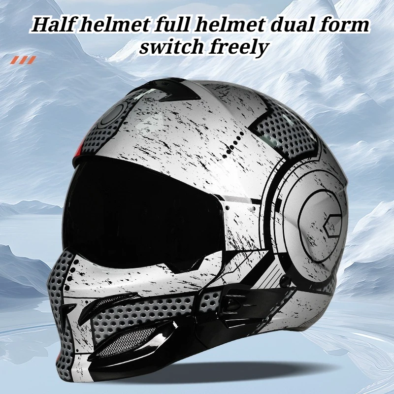 3C Certified Retro Motorcycle  Full Helmet Electric Locomotive Winter Four Seasons Scorpion Helmet Combination Half Helmet