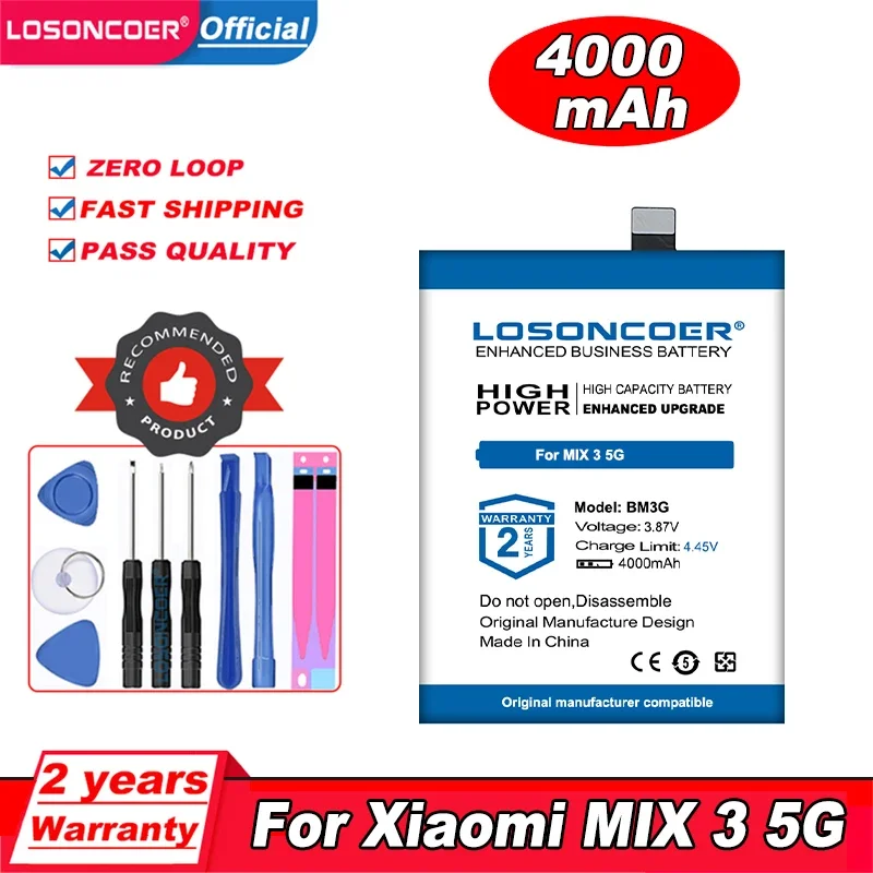 LOSONCOER 4000mAh BM3G Battery For Xiaomi Mi MIX 3 5G Battery (Not for MIX 3 4G)