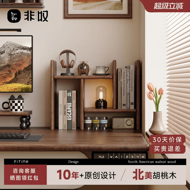 رف كتب من الخشب الصلب قابل للسحب، صغير على المكتب، تخزين متعدد الطبقات #3