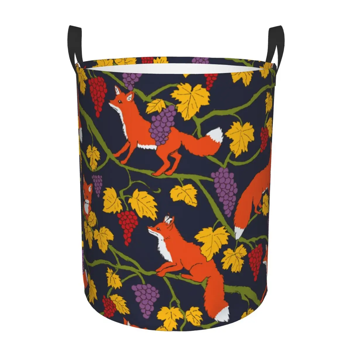 Fox And Grape Pattern Laundry Hamper Large Storage Basket Girls Boys Toy Organizer