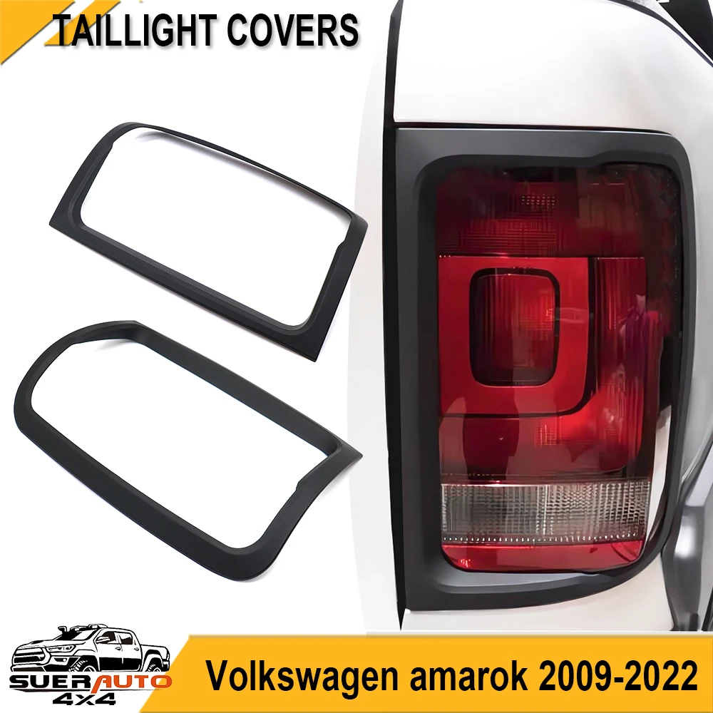テールライトカバー-vw-フォルクスワーゲン-amarok-2009-2022-リアランプフードサラウンドトリムピックアップ-abs-マットブラック外装アクセサリー