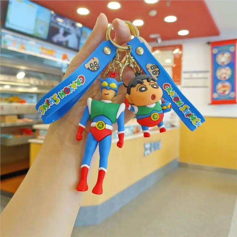 Cute Cartoon Crayon Shin-chan Car Keychain Bag Charm Key Ring Decorative Motorcycle Keychain Accessories