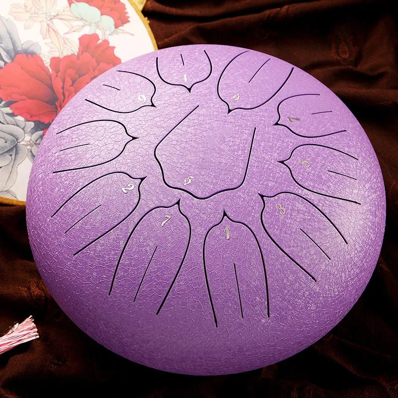 Hluru Glucophone Steel Tongue Drum10 Inch 11 Notes Tank Drum Key Handpan with Carry Bag for Meditation Musical Instrument