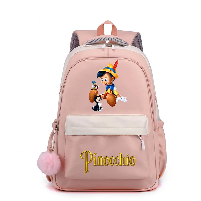 

Disney Pinocchio Fashion Student SchoolBags Popular Kids Teenager High Capacity School Backpack Cute Travel Knapsack Mochila