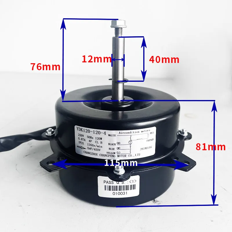 YDK120-120-4 mobile air cooler copper wire motor 4500 air volume motor diameter 120 forward and reverse rotation