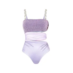 Traje de baño con tirantes desmontables en contraste para mujer, traje de baño de lujo con estilo, ropa de playa Sexy para verano